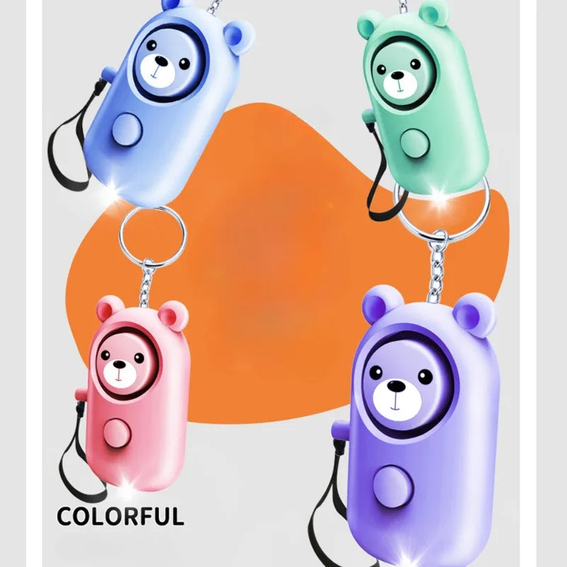 Bear Style Emergency Alarms,Security Alarm Keychain Protective Devices Personal Siren Ring with LED Light,130Db