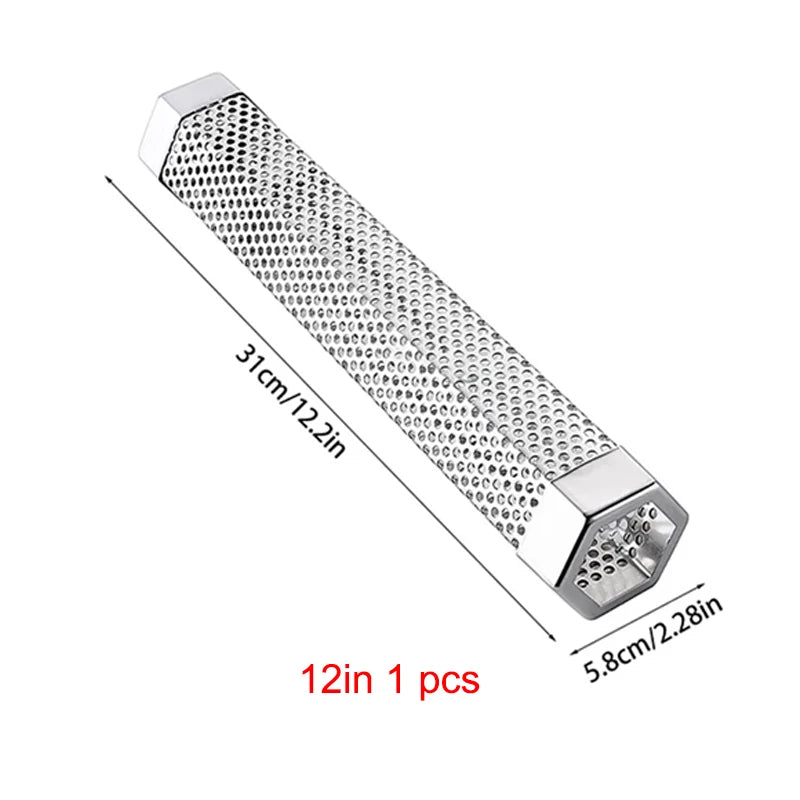 6/12 Inch Stainless Steel BBQ Smoker Grill Tube Perforated Mesh Filter Gadget Pellet Smoking Generator