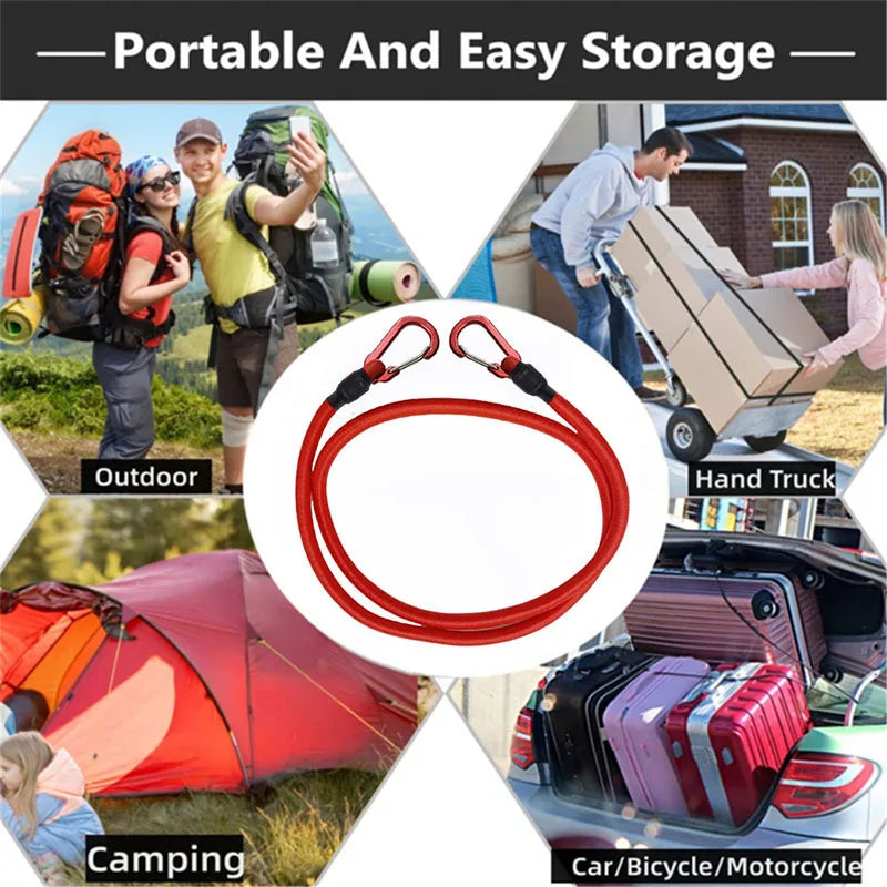 30-210cm Luggage Fixed Strap Elastic Rope Camping Equipment 8mm Tent Elastic Strap Extendable Hook Type