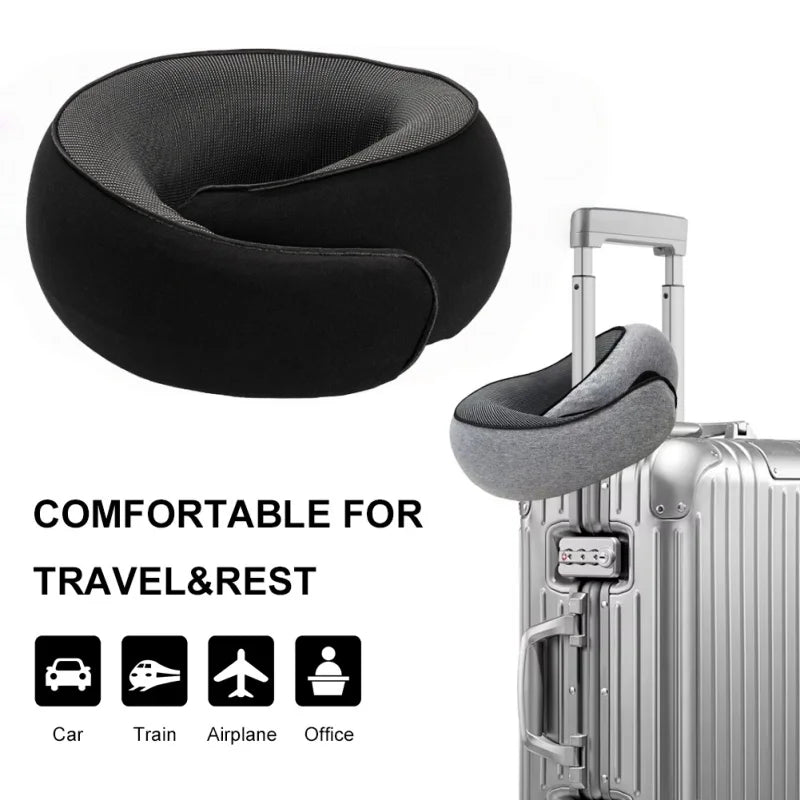 Portable U-shaped Travel Pillow 100% Memory Foam Snail Pillow Travel Neck Support Neck Pillow Adjustable Soft Noon Break Pillows
