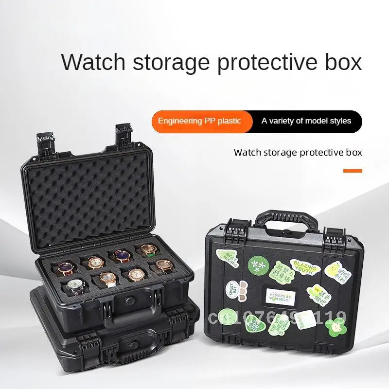2/6/8/16/20 Slot Plastic Watch Box Safety Equipment Case Portable Tool Box Impact Resistant Case With Foam For Watches Storage