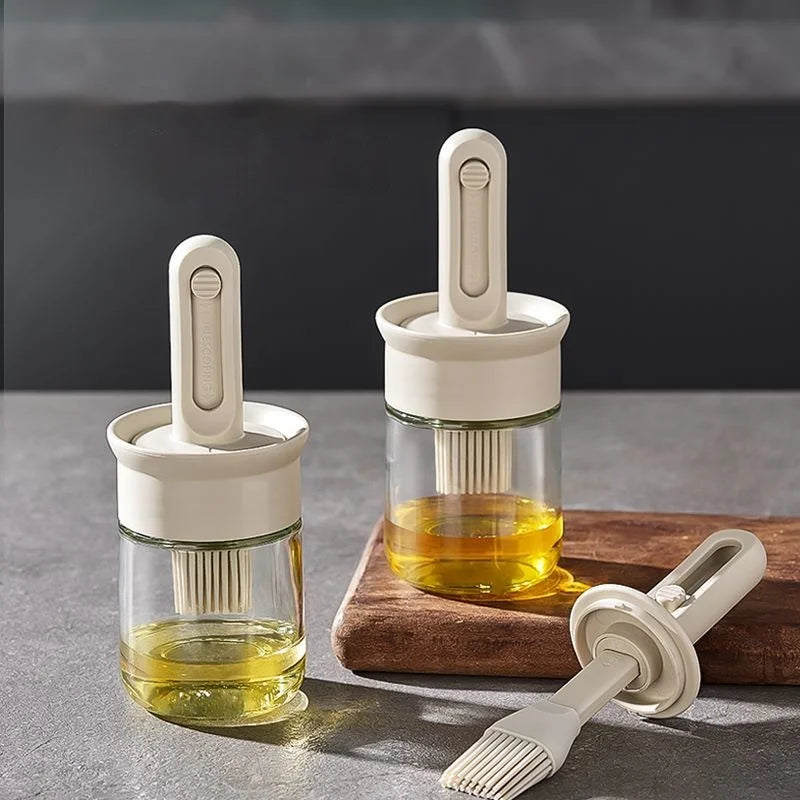 GIANXI Food Grade Baking BBQ Brush Oil Brush Oil Bottle One Glass Household Heat Resistant Kitchen Silicone Brush BBQ Tools