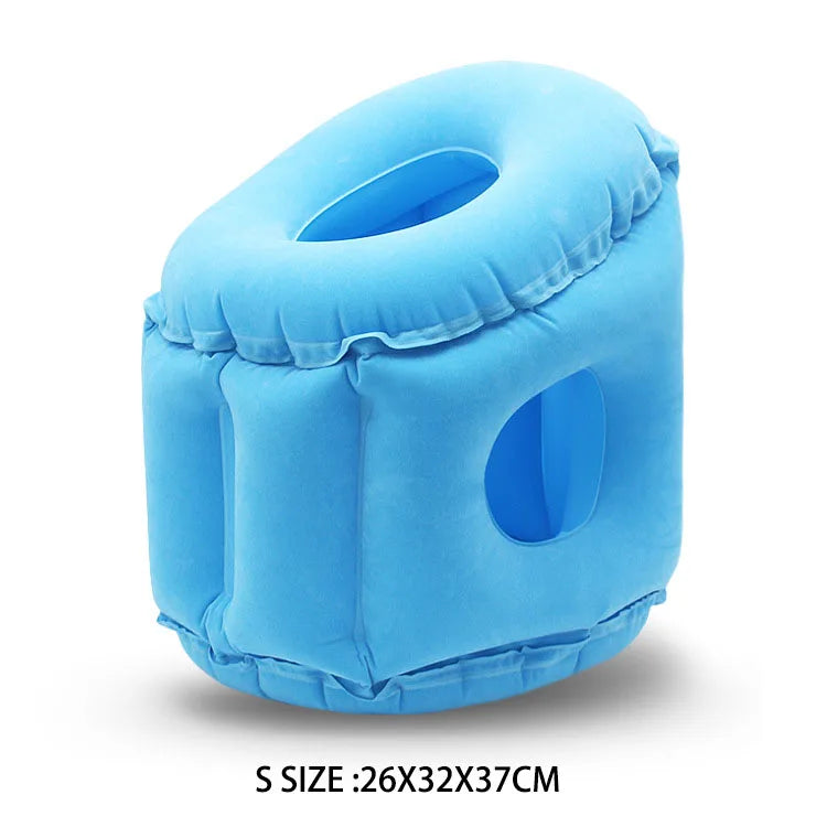 Flocking Sleeping Pillow Inflatable Pillow Waist Cushion Travel Abroad Portable Long Distance Aircraft Lunch Rest Pillow