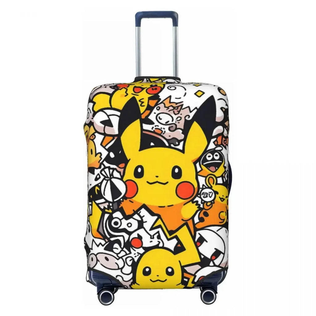 Premium P-Pikachizer Printed Luggage Cover High Elasticity 18-32 Inch Luggage Dust Resistant Anti-Scratch Washable Travel Cover