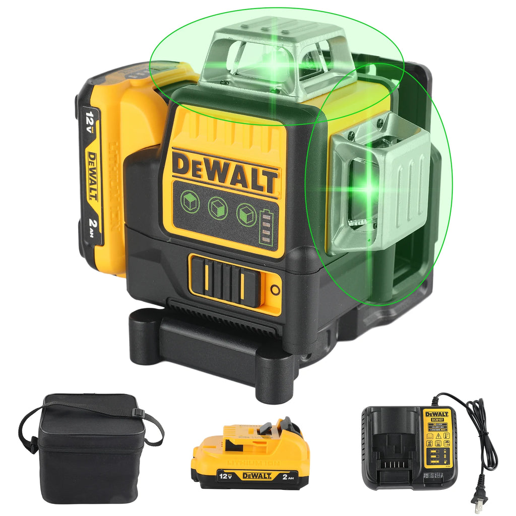 DeWalt DW089LG 12 - Line 3 - Side 360° All - Around Green - Light Laser Level for Outdoor Use - Ideal for Precise