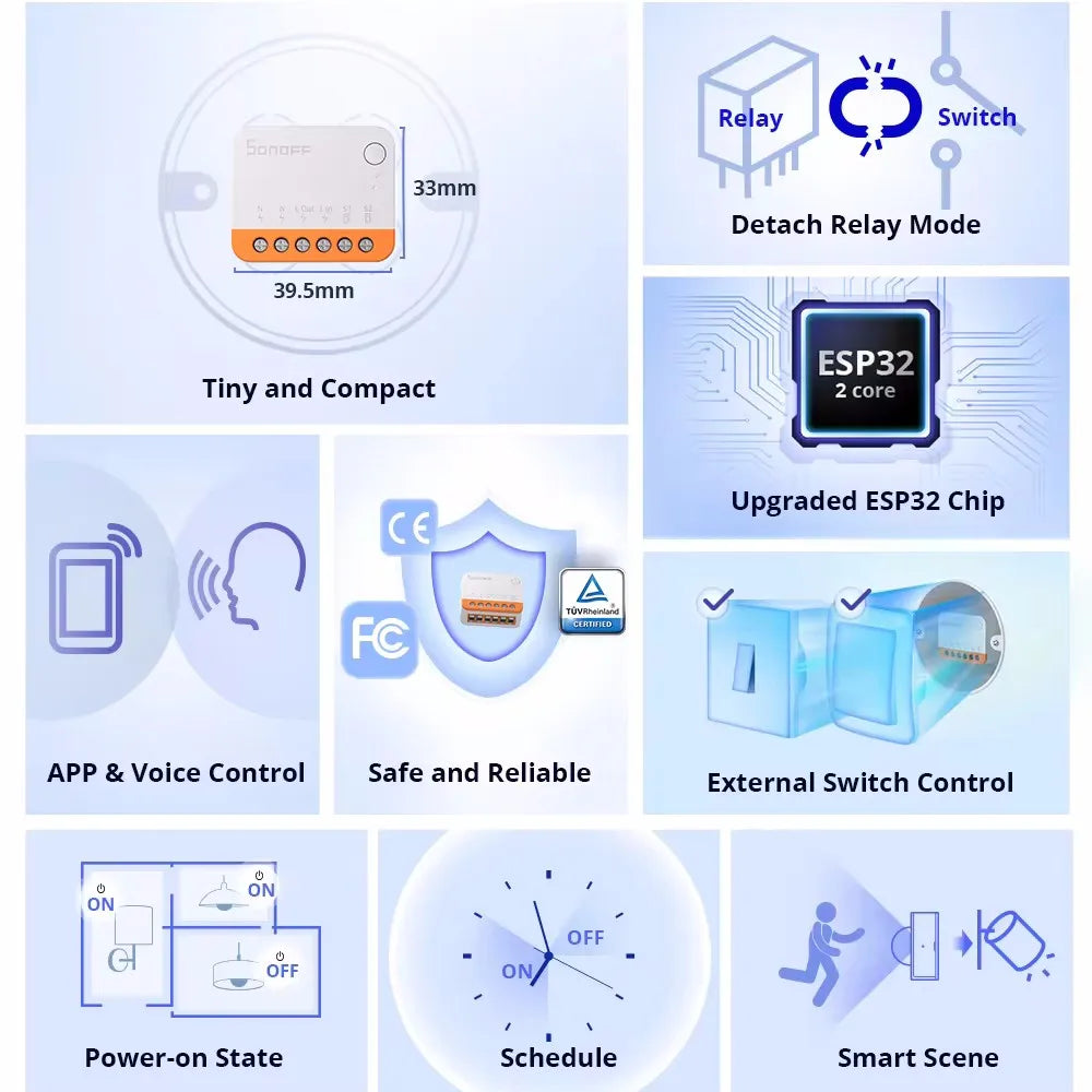 SONOFF Mini R4 Smart Wifi Switch Module Switch Two-Way Control Smart Home Works With Alexa Google Home Yandex Alice smartthi