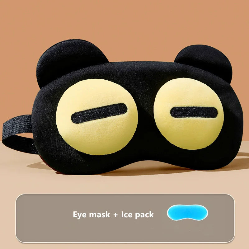 Cute Bear Eye Mask Sleep Aid Light Blocking Breathable Eyeshade for Travel Protective Safety Eye Wear Cold Hot Compress
