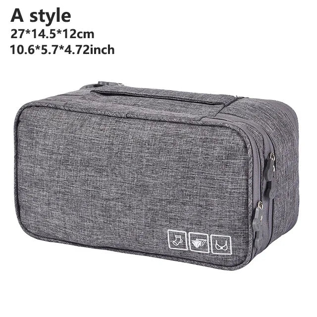 Women's Portable Multi-Layer Travel Lingerie Storage Bag Underwear Organizer Waterproof Divided Pouch for Socks & Bras Trip Case