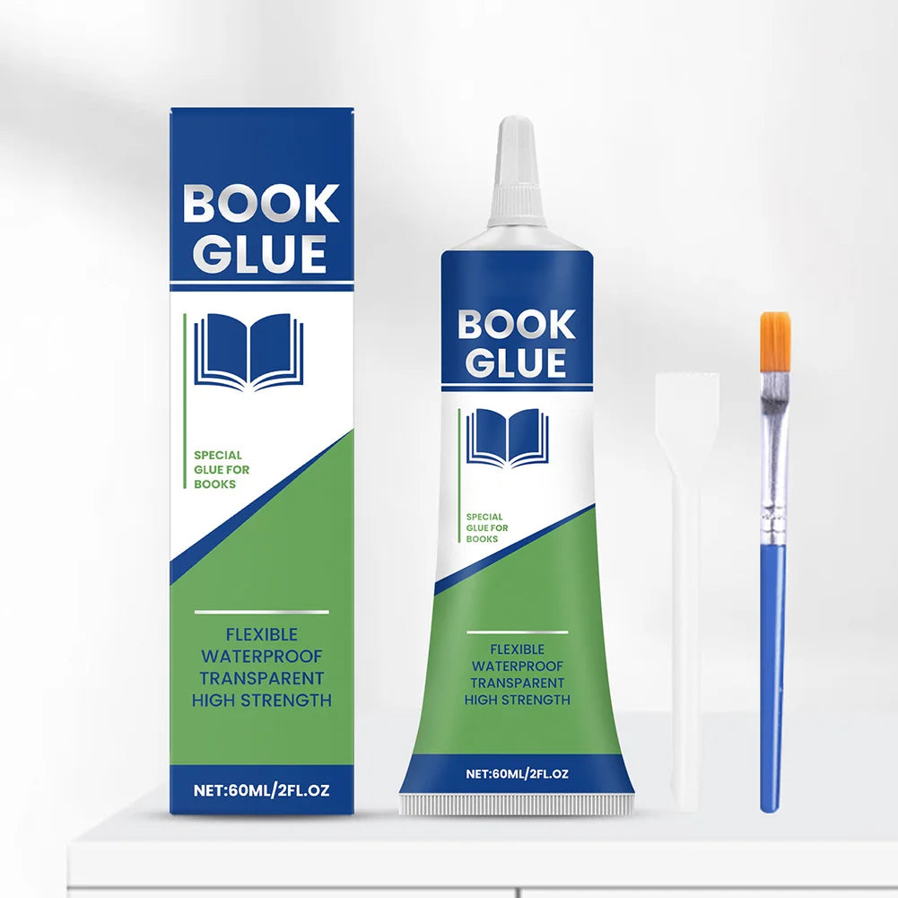 Professional Book Glue with Brush Transparent Book Binding Adhesive Quick-Drying Repair Glue for Envelopes Postcards Paper Craft