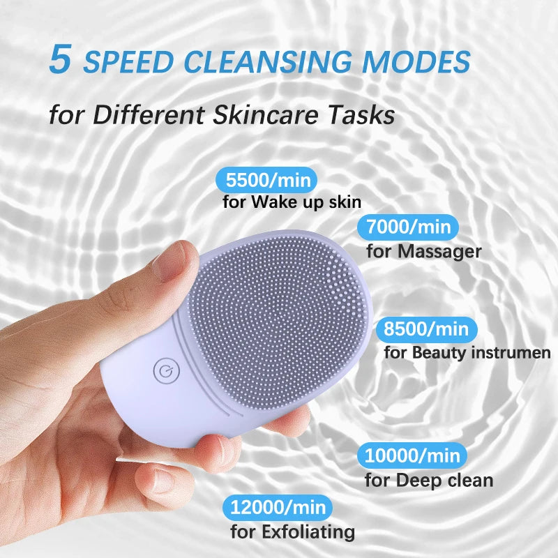 Electric Soft Silicone Facial Cleanser, Cleansing Brush, Sonic Vibration Unloading Cleansing Brush, Deep Cleaning Facial Cleanse