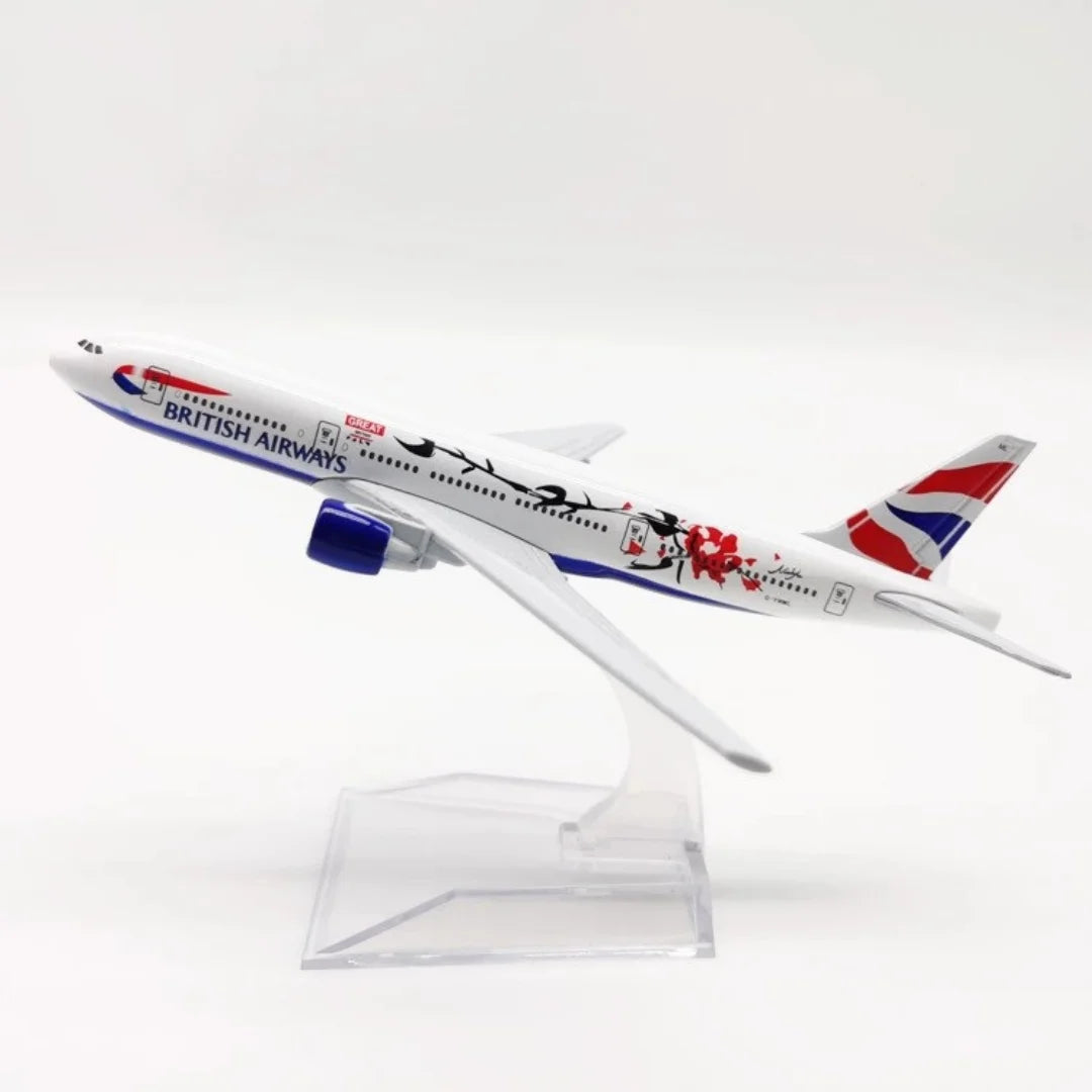 16cm B777 British Plum Blossom Airways Aircraft Airplane Model Diecast Metal 1/400 Scale Planes Toy Plane For Children