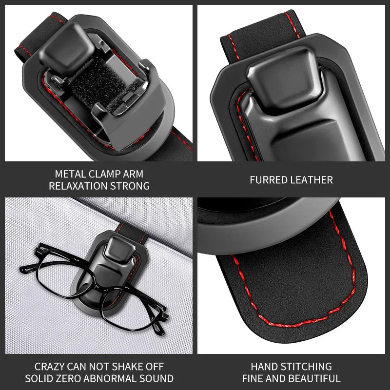 Universal Multifunction Suede Car Sun Visor Eyeglass Holder Glasses Storage Clip Sunglasses Holder Latest button style For Car