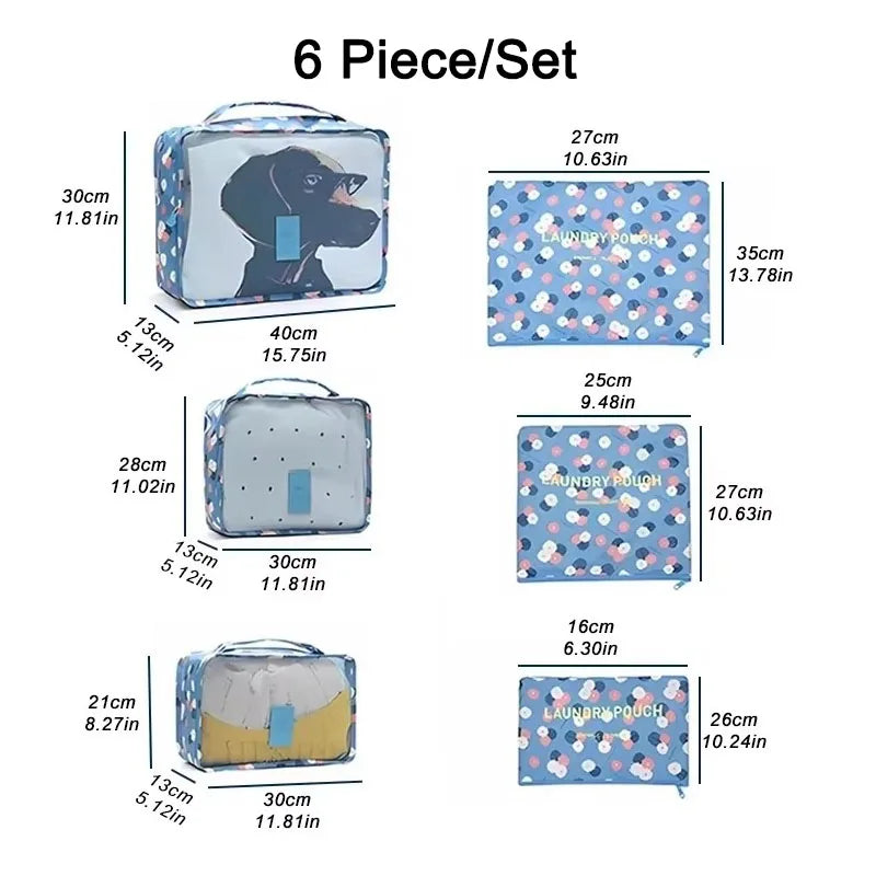 6/7 Piece Set Travel Storage Bag Large Capacity Luggage Clothes Sorting Organizer Set Suitcase Pouch Case Shoes Packing Cube Bag