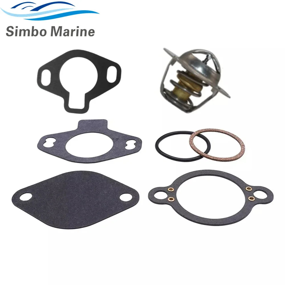 140°F 60°C Thermostat Kit for Mercruiser Sterndrive V6 V8 4.3 5.0 5.7 7.4 Engines 807252Q4 8M0089715 807252T4 807252T7 18-3668