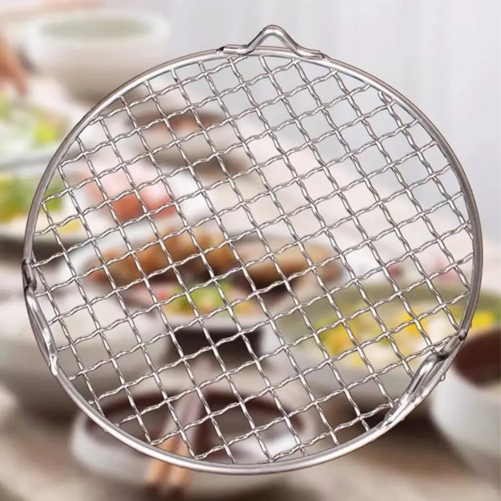 Portable Round Air Fryer Rack Stackable with Foot BBQ Net Stainless Steel Grid Grill Home Kitchen Oven Steamer Cooker