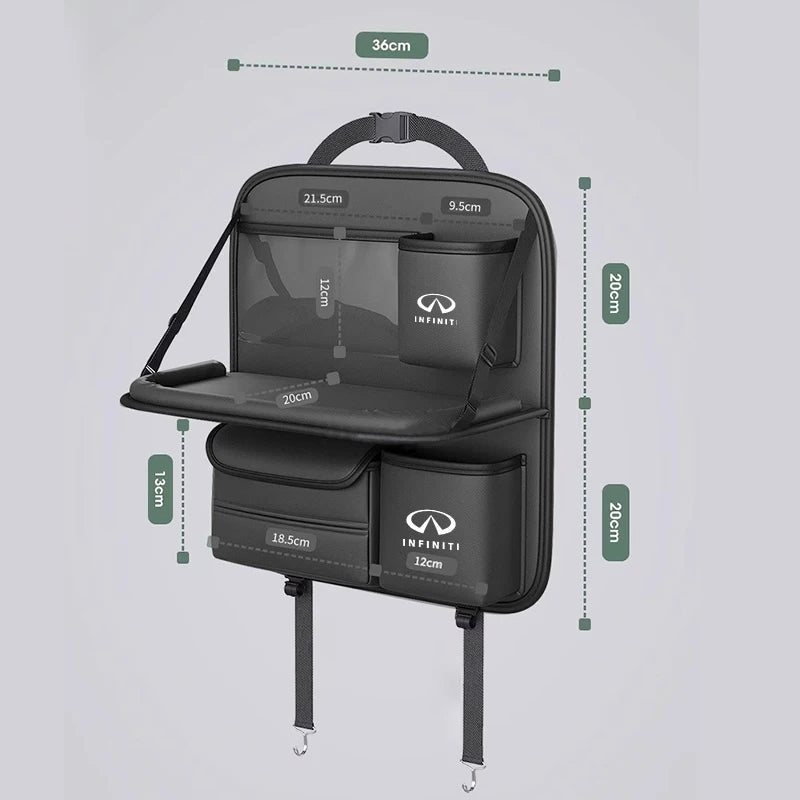 For Infiniti Q50 Q30 QX70 FX50S Q60 Q70 QX80 QX30 EX FX J Car Storage Bag Foldable Rear Seat Table Board Tissue Storage Box