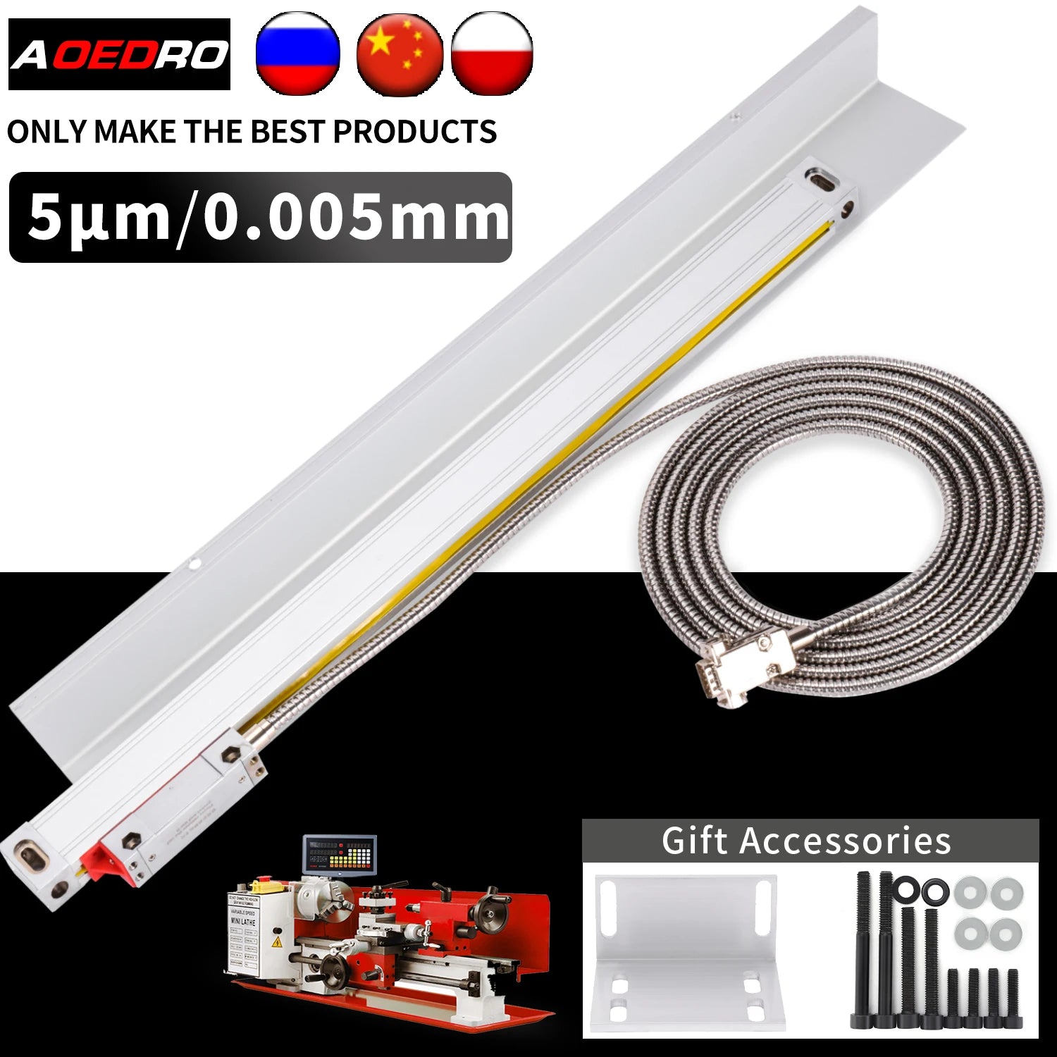 Best Price High Precision Linear Scale ABZ 5micron DRO Encoder 100 150 200 250 300 350 400 450mm Optical Grating Ruler