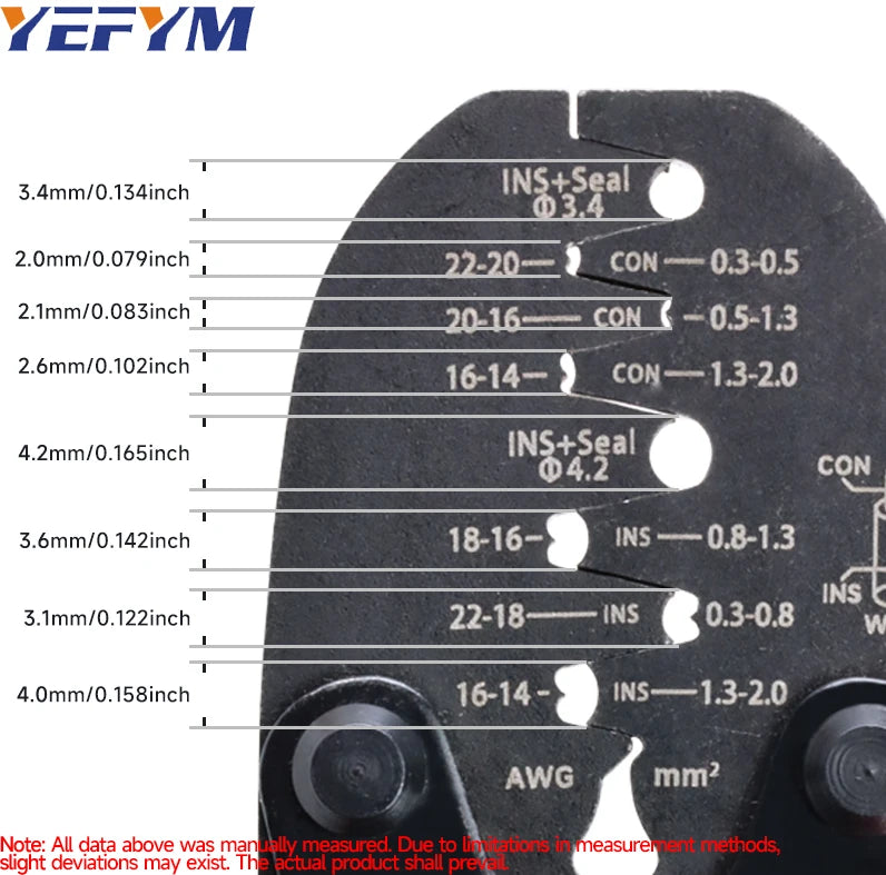 Open Barrel Terminal&Weather Pack Terminal Crimper YEJ-032BO for AWG 22-14（0.3-2mm²）Molex, Delphi, AMP/Tyco,Metri-Pack 150, 280