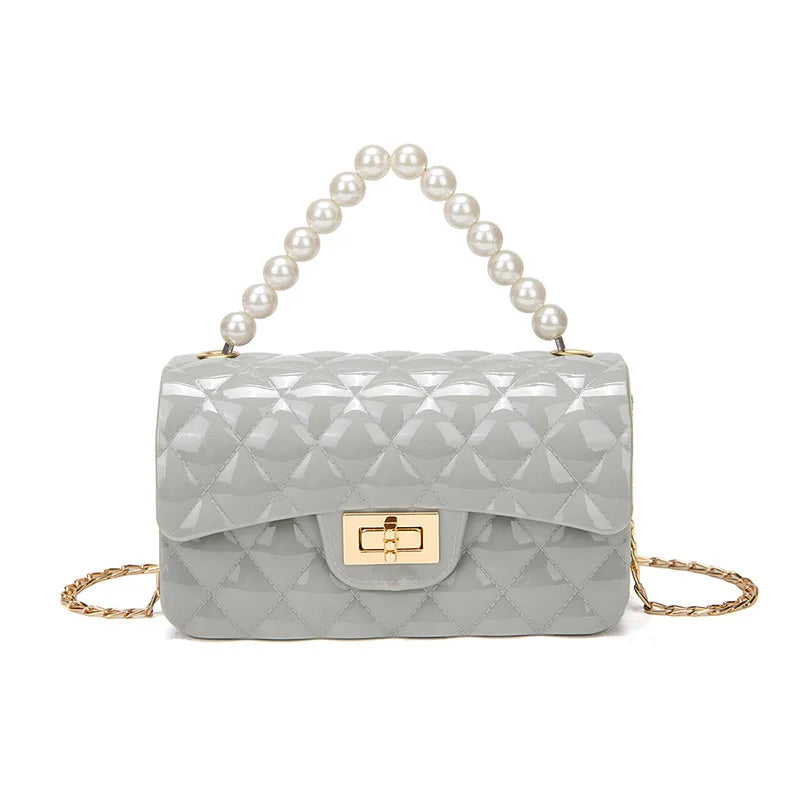Versatile Korean-Style Small Bag for Women, Pearl Handbag with Chain, Mini Crossbody Phone Bag, Versatile Solid Color Candy Bag