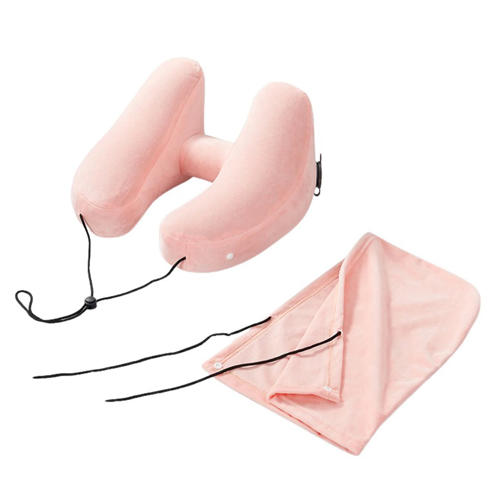 Inflatable Neck Pillow With Hat,U Shape Travel Neck Pillow,Comfort Support Inflatable Airplane Pillow,Airplane Neck Cushion