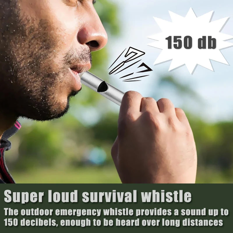 High Quality Stainless Steel Emergency Whistle Ultralight Safety Whistle Keychain Outdoor Hiking Camping Survival Supplies