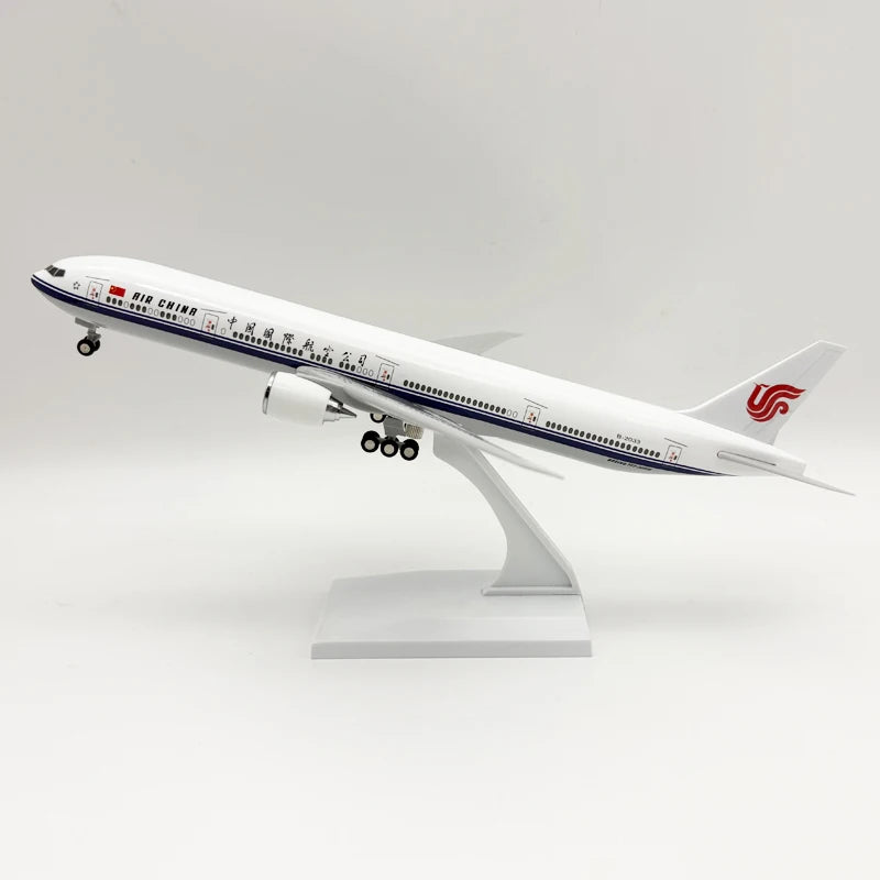 30cm Miniature Airplane Air China B777 Resin Diecast Plane Model Kit With Wheels Base For Collection Display Or Boys Gift