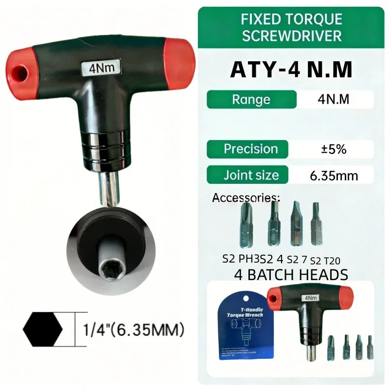 ALIYIQI 1,2,3,4,5,6 N.M Six Models T-Type Fixed Torque Screwdriver 5% Accuracy Hand Tools Torque Wrench Repair Bicycle Tools