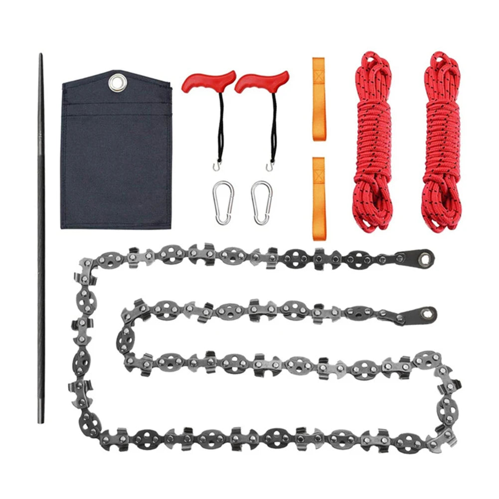 53/24 Inch Hand Rope Chain Saw Sharp Manual Tree Limb Chain Saw with 68/11 Teeth Folding Pocket Rope Chainsaw Tree Cutting Tool