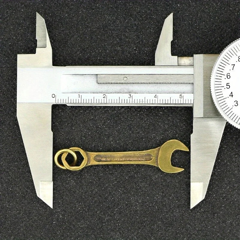 Vintage Solid Brass Wrench Key Chain Handmade Pure Copper Mini Spanner Keychain Pendant for Motorcycle Car Tool Keyring