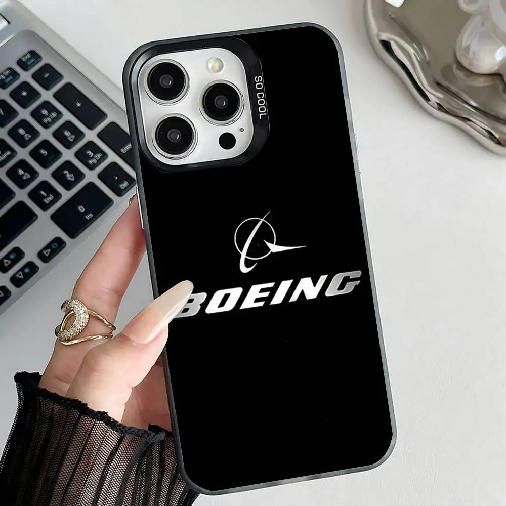 B-BoeingS 777 Top Airplane  Phone Case For iPhone 17,16,15,14,13,12,11,Pro,Max,Plus,E,Air,Mini Black IMD Cover