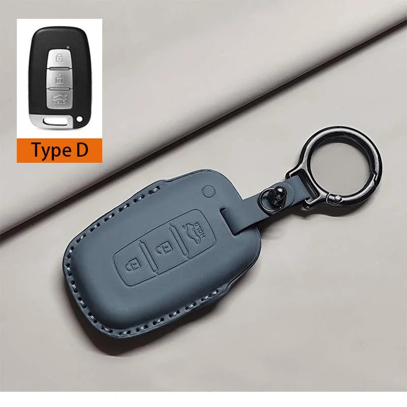 Car Remote Key Case Cover for Hyundai Grandeur GN7 Kona Ev 2023 Ionic 6 5/7 Bottons Leather Keychain Durable Luxury Accessories