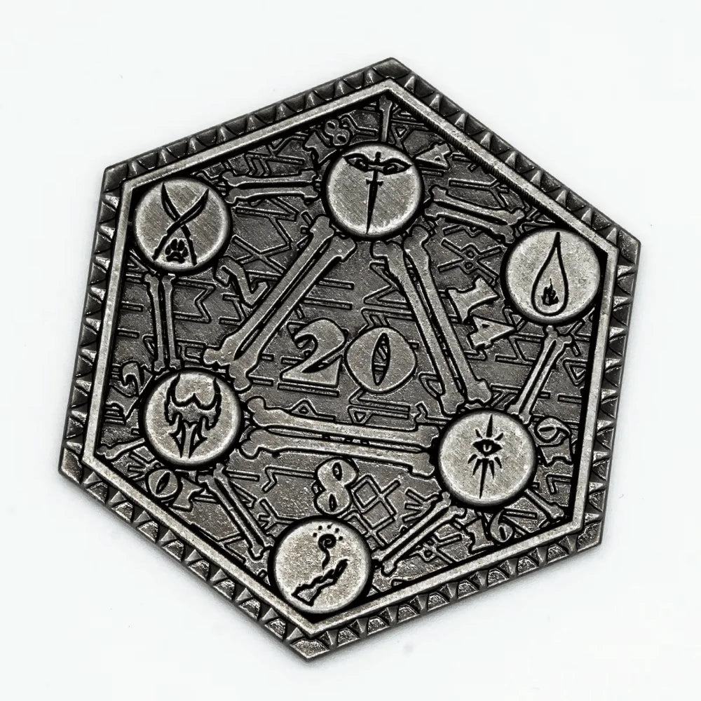 1Pcs D20 Coin Creative Metal Coins 45mm Metal Plated for RPG D&D Game Lovers Critical Fumble Novelty Board Games
