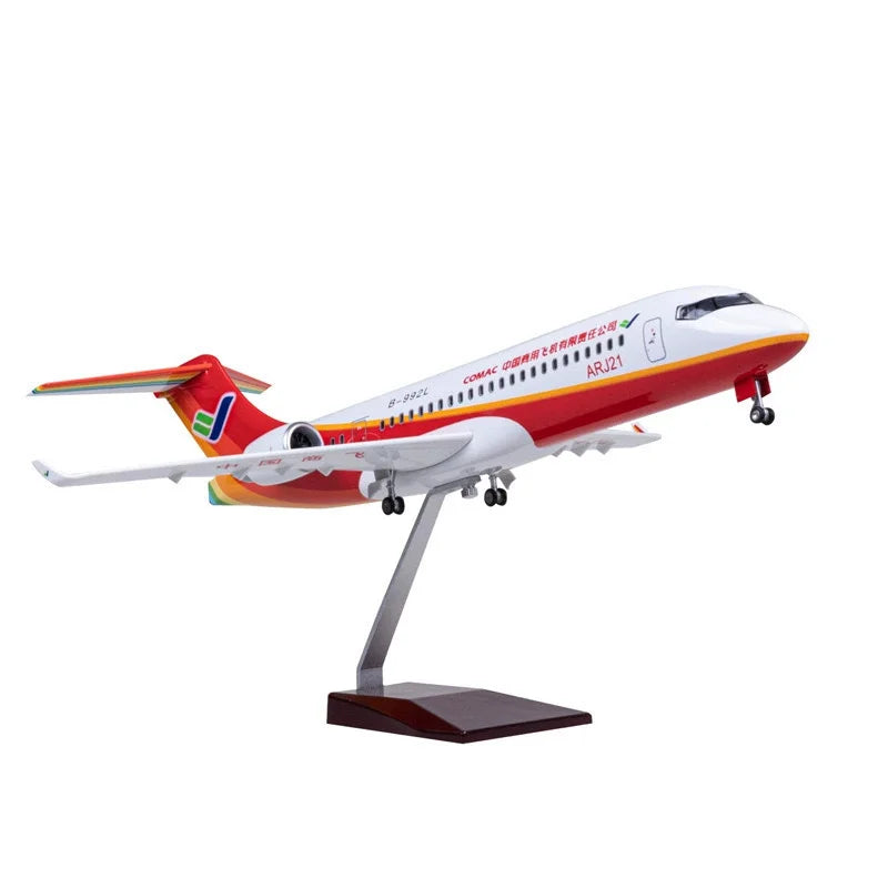 47cm Commercial Toy Model Arj21 Plane Model Civil Aviation Airplane Airliner Ornament With Wheels And Lights Home Decor