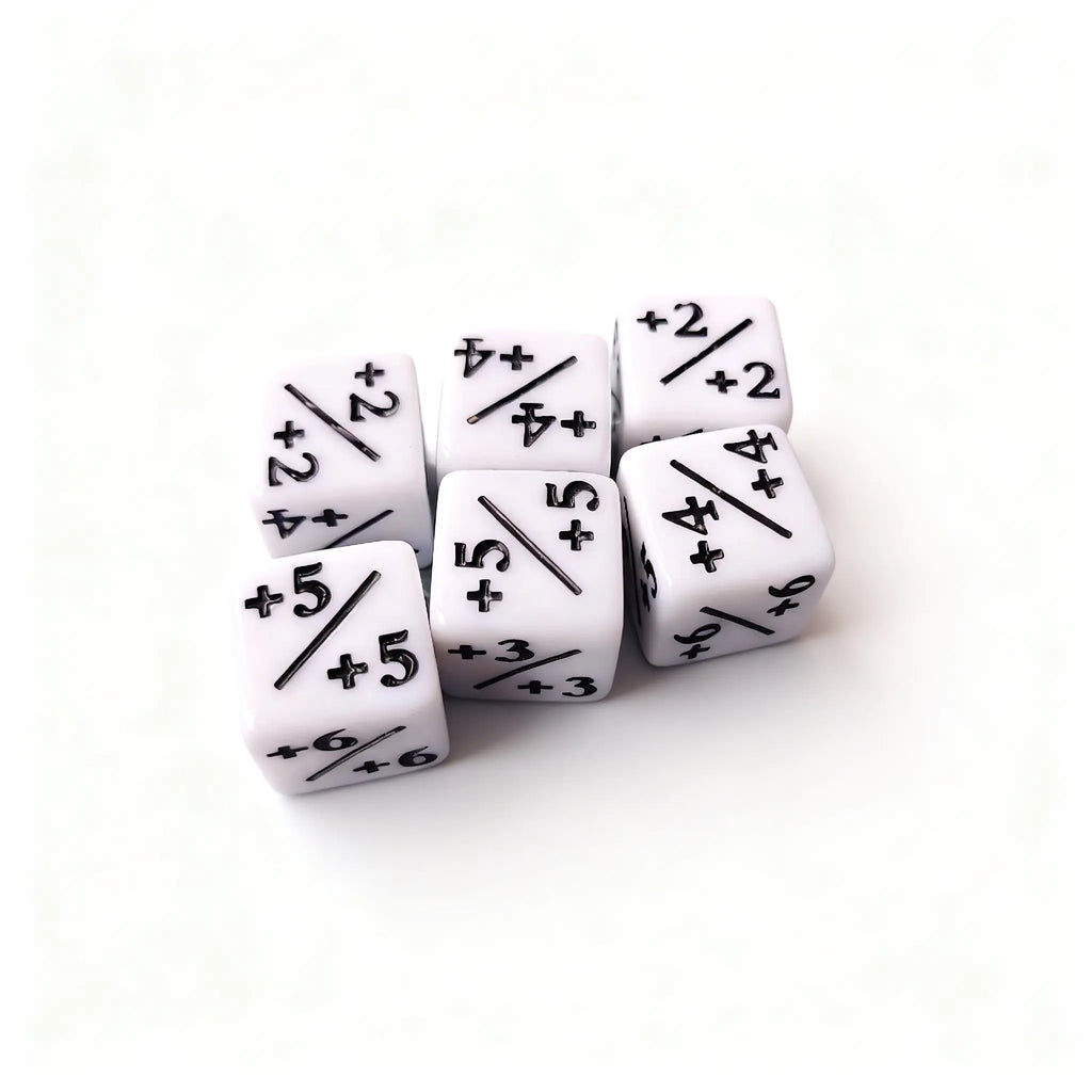 6Pcs/Pack 16mm Counting Dice Counters +1/-1 Black White D6 Square Corner Positive Negative Game Dice Cube