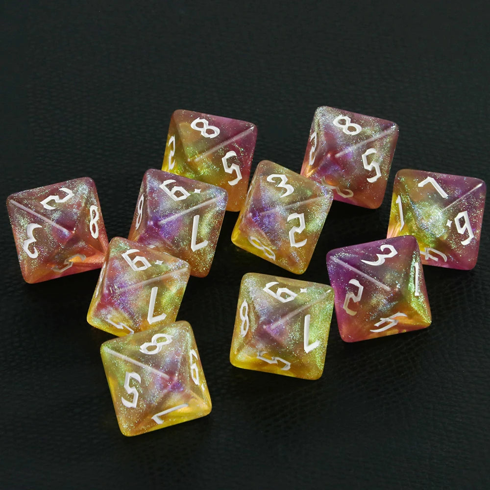D8 Mixed Colours Polyhedral Dice 8 Sided Amazing Glitter Dice for DND Roleplay Game Math Teaching Playing Tabletop Games