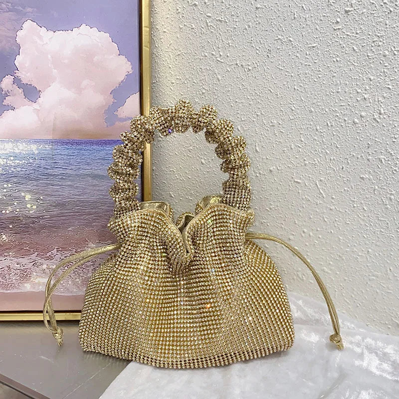 sense, trend, personality, light luxury, dumpling bag, niche design, shiny and inflexible, diamond-encrusted handbag.
