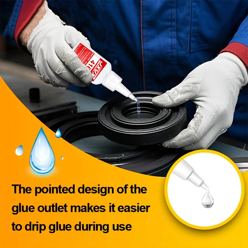 Quick-Drying Industrial 416 Super Glue, Newly Formulated with Cyanacrylate Activator Adhesive,Fast Drying Odorless Long Lasting Bonding,Home & Office Adhesive,With Clip Tool