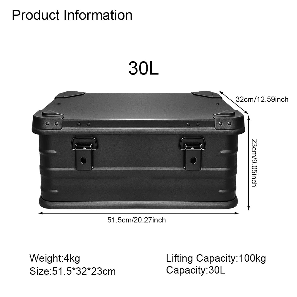 30L 50L 80L Aluminum Alloy Travel Storage Box Black Storage Box for Camping Household Car Picnic Travel Camping Outdoor storage