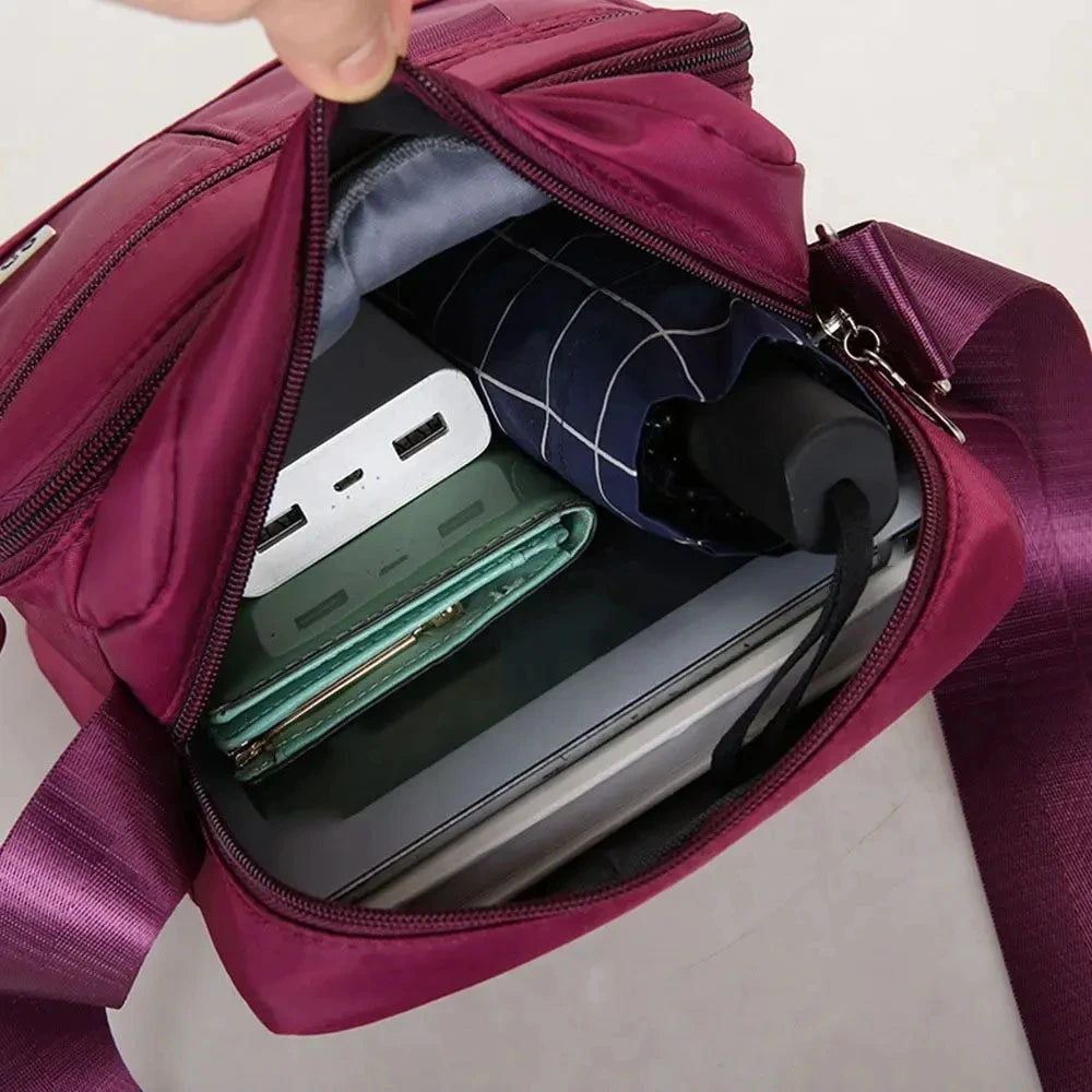 High-capacity Ladies Multi Pocket Nylon Crossbody Bag Cross Body Shoulder Bag Messenger Bag Oxford Flap Handbags