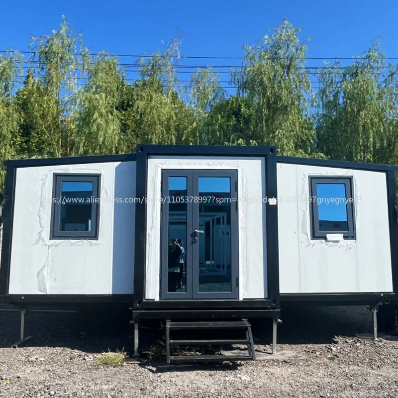 40FT Double Wing Expandable Folding Container House Prefabricated Mobile Living Unit For Outdoor Camping And Construction Sites