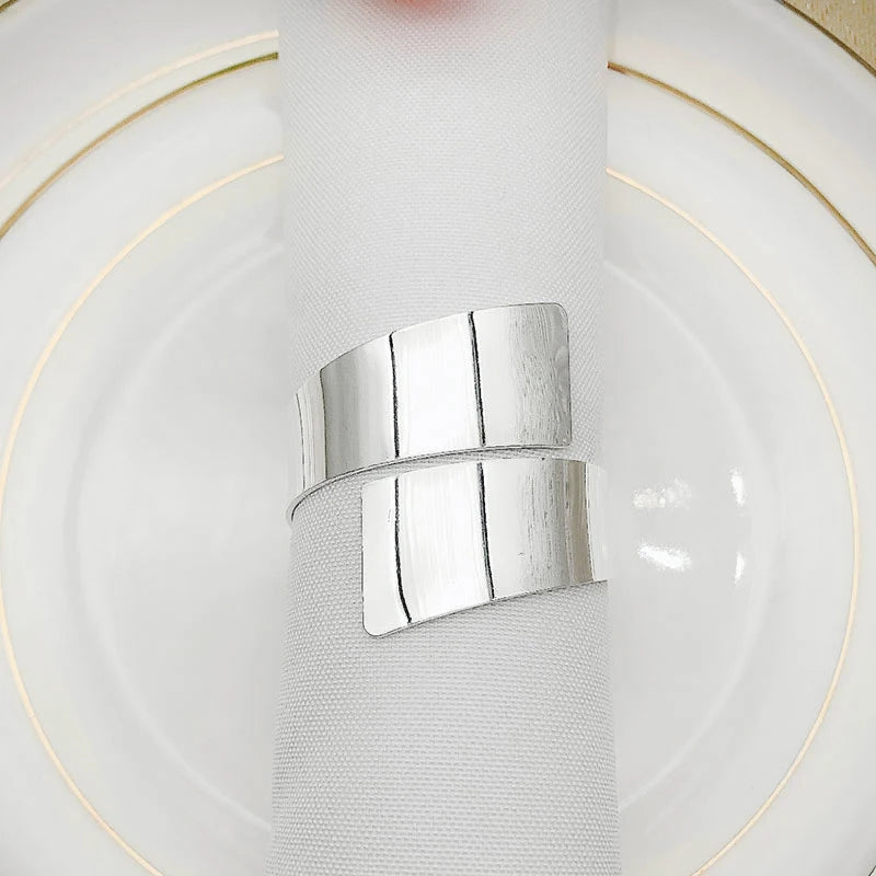 6 Pcs Napkin Ring,Circle Napkin Holder for Wedding Christmas Dinner Table Decor Silver-A68X