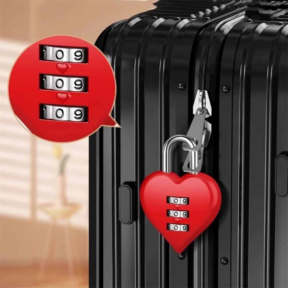 Heart Shaped 3 Digit Password Lock Mini Combination Padlock For Couple Wedding Party Favor Travel Accessory Anniversary Gift