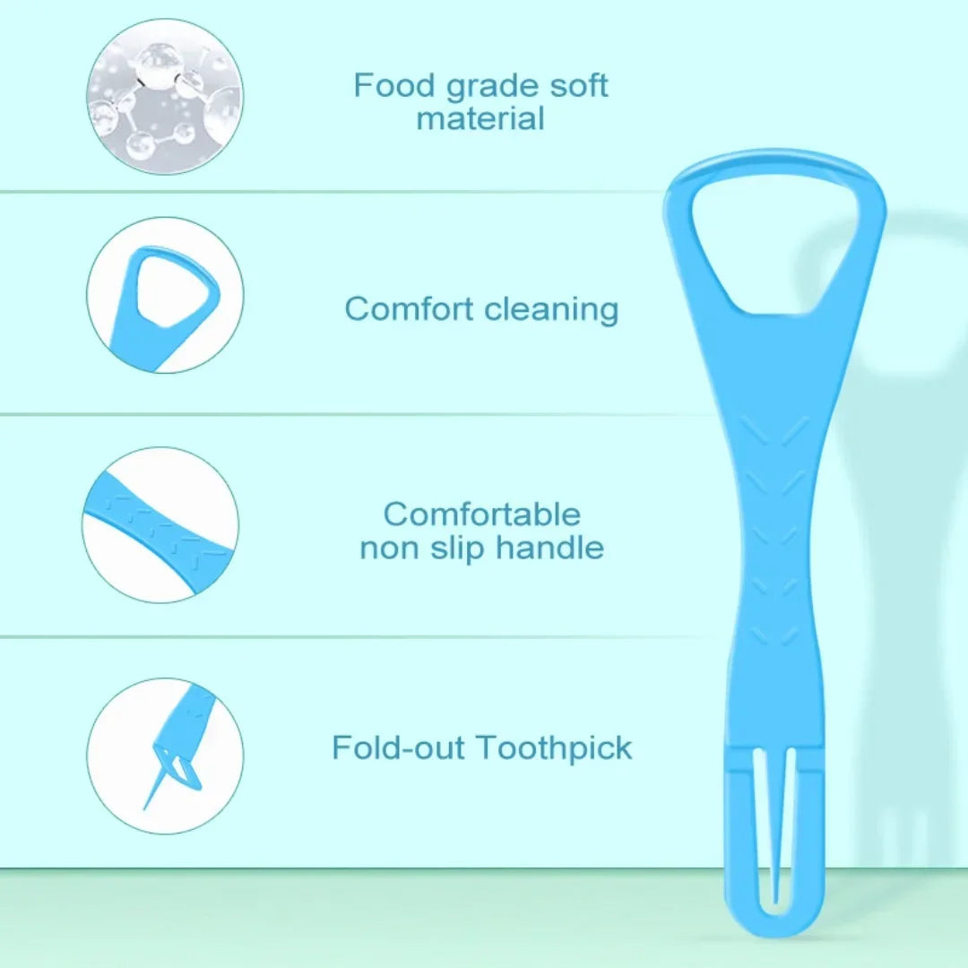 20pcs/box Tongue Scraper with Dental Picks Disposable Double Side Tongue Cleaning Tool Foldable Tongue Scraper Oral Hygiene Care