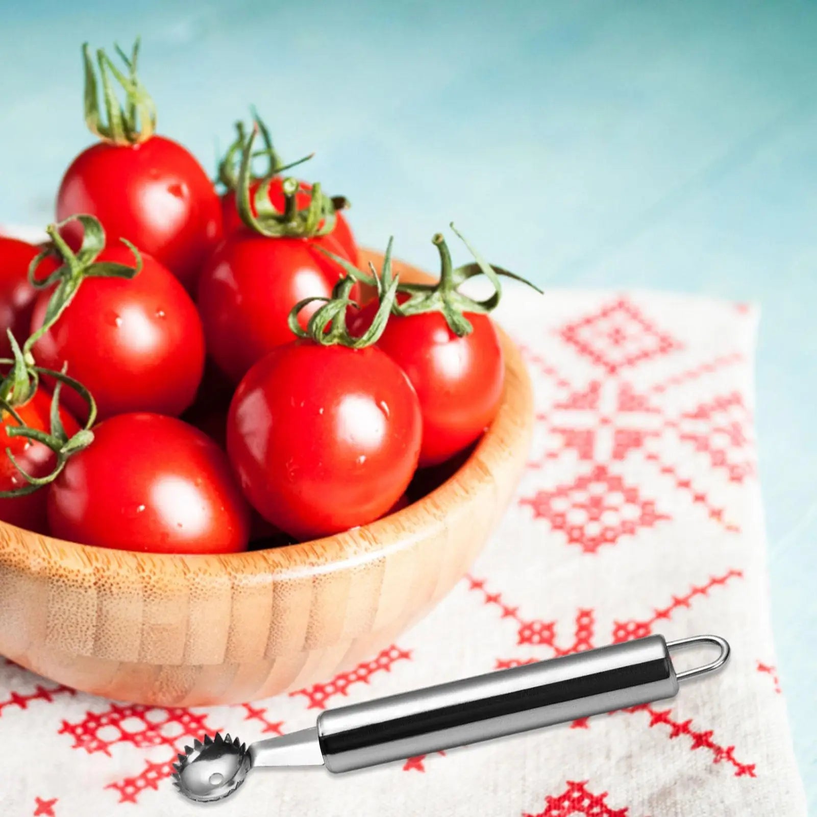Tomato Corer Remover Strawberry Stem Remover Tool Portable Stainless Steel Tomato Stem Remover Vegetable Fruit Stem Remover