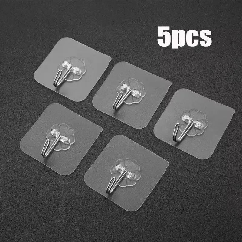 5/10/15/20/25/30Pcs Clear Adhesive Hooks – Holds 33 lbs, Waterproof No-Drill Hooks for Home, Bath & Kitchen