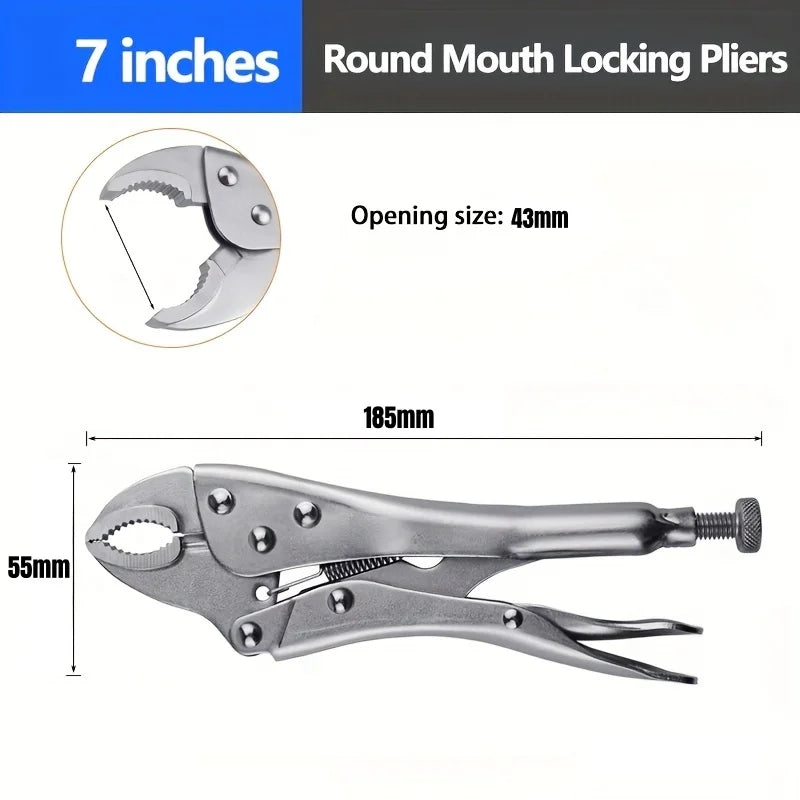 Powerful Locking Pliers,5/7/10" Curved Jaw Pliers,C- type Heavy-duty Pressure Pliers,Idustrial Fixed Circular Mouth Force Wrench