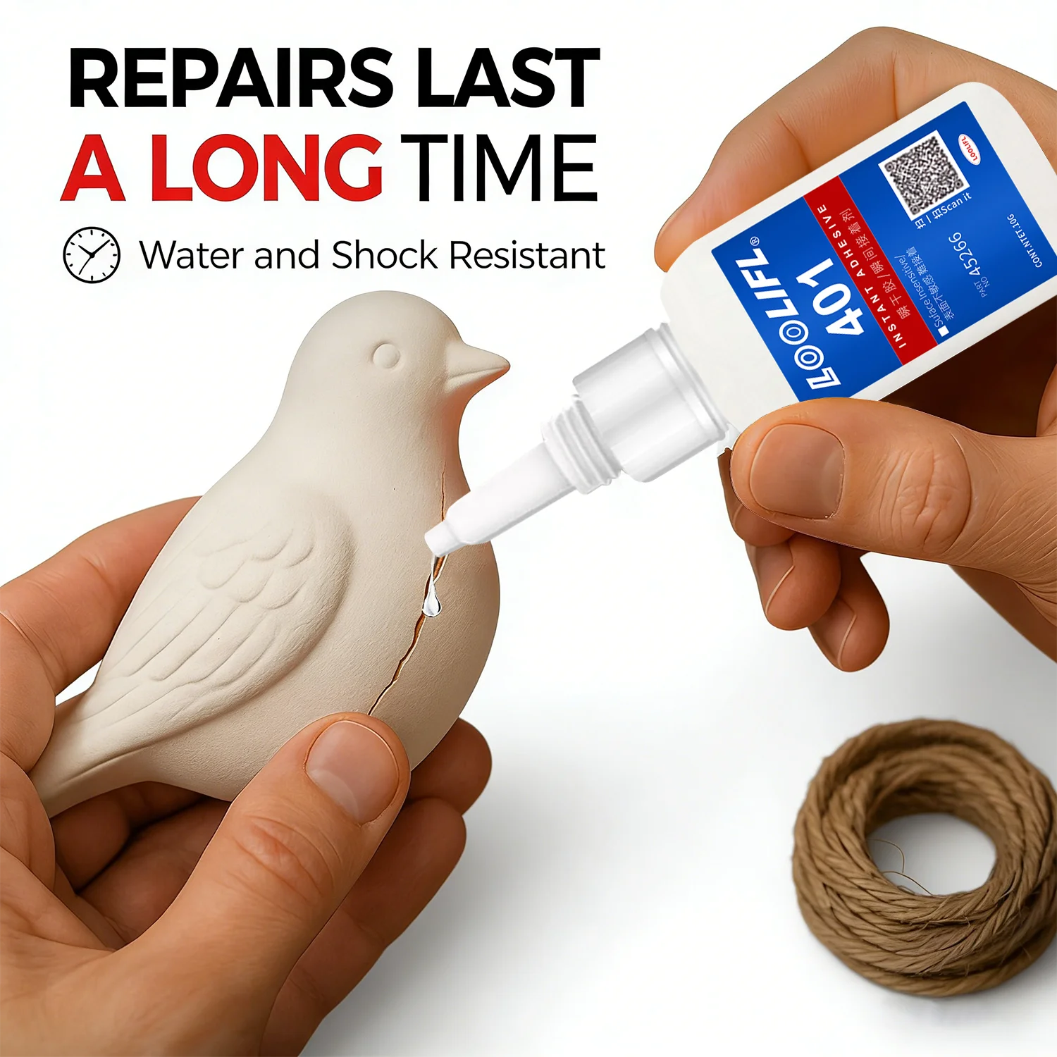 LOOLIFL 401 Super Glue 5×20g, Liquid Glue10s Fast Drying Cyanoacrylate Adhesive, Strong Bond for Plastic Metal Wood Ceramic Repa