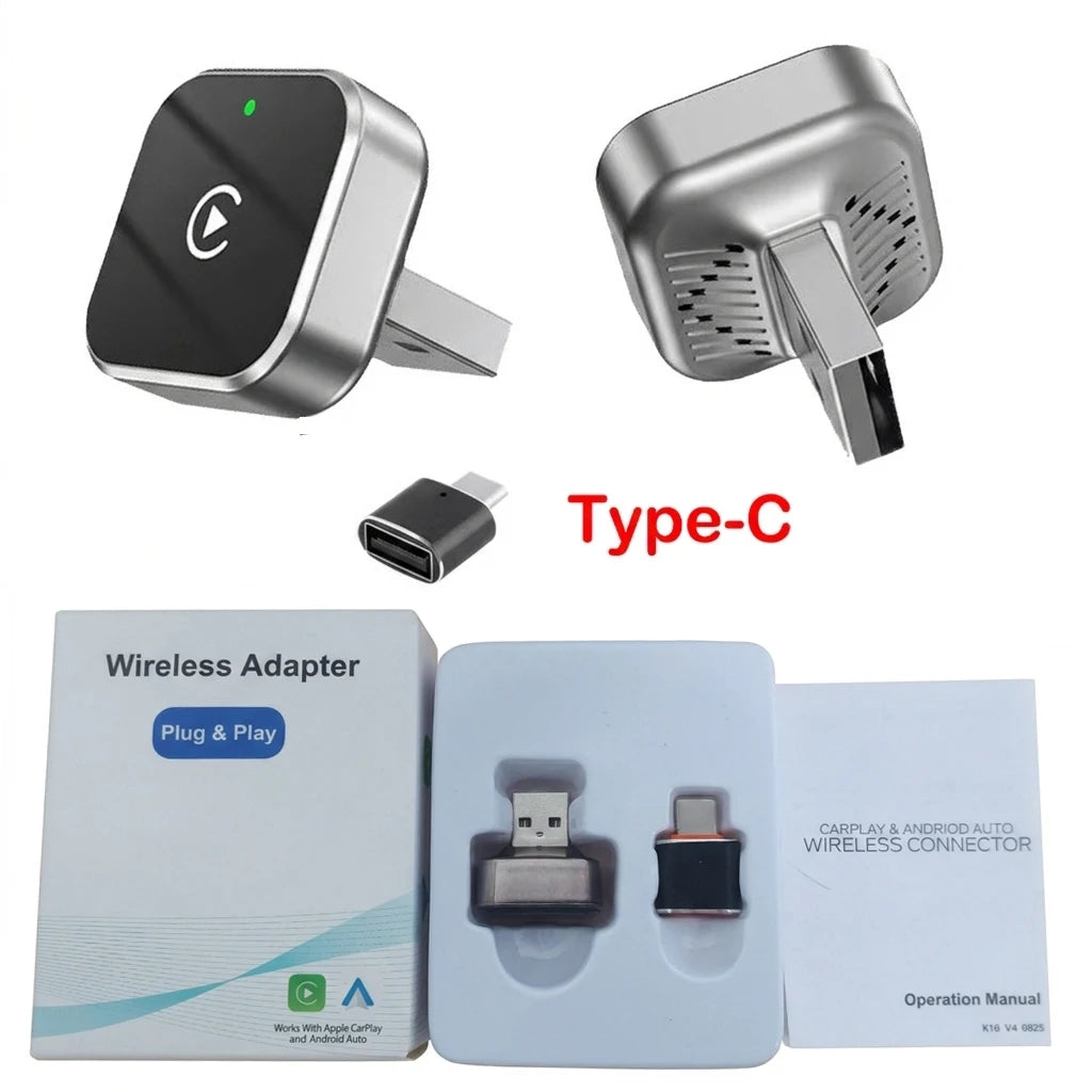 Upgraded  Wireless CarPlay Adapter for Apple IPhone Android Small Size Plug and Play Fast and Stable Connection Wireless