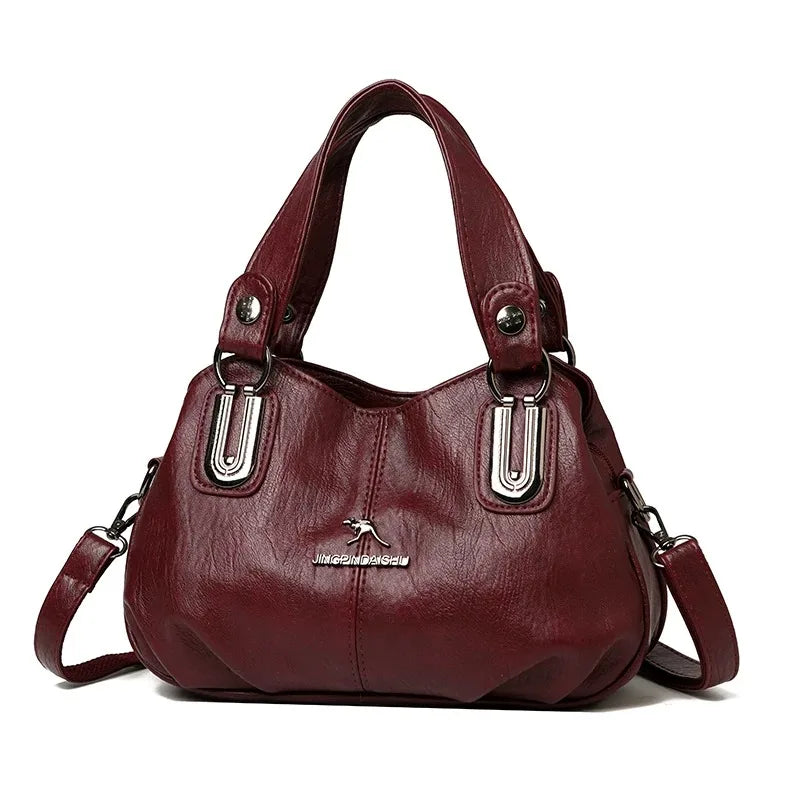 Middle aged women's bag 2026 new large capacity genuine leather shoulder bag, soft leather casual mother bag, cowhide crossbody