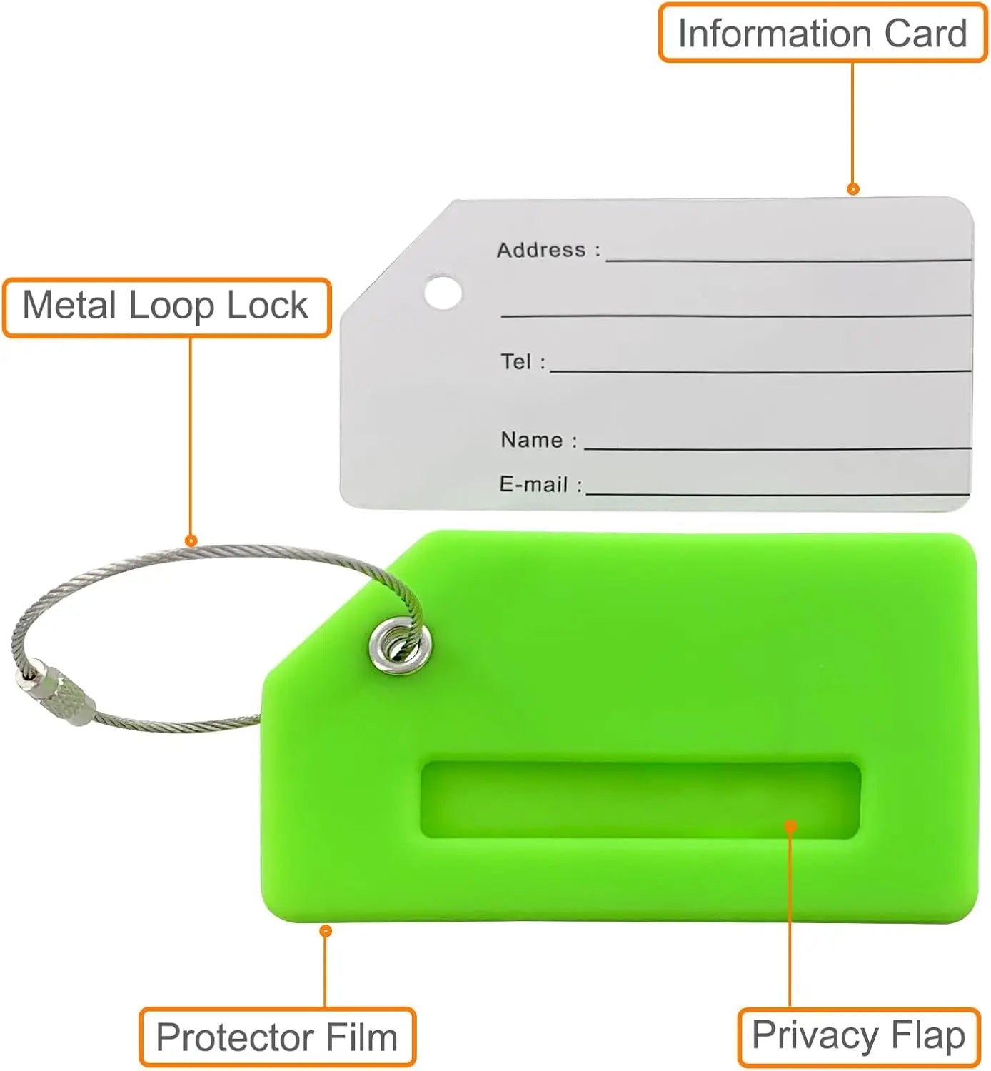 2 Pack Airplane Silicone Luggage Tags for Suitcases Travel Bag Tags for Luggage Baggage Suitcase Tags with Privacy Name ID Card